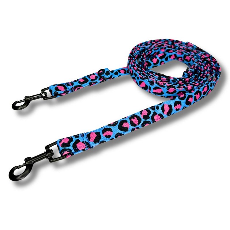 Smycz przepinana dla psa Niebieska Panterka